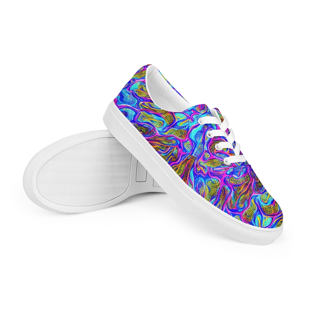 Fluorescent Jungle on Men's Lace-Up Canvas Shoes — Right Front
