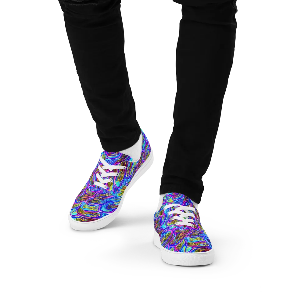 Fluorescent Jungle on Men's Lace-Up Canvas Shoes — Front