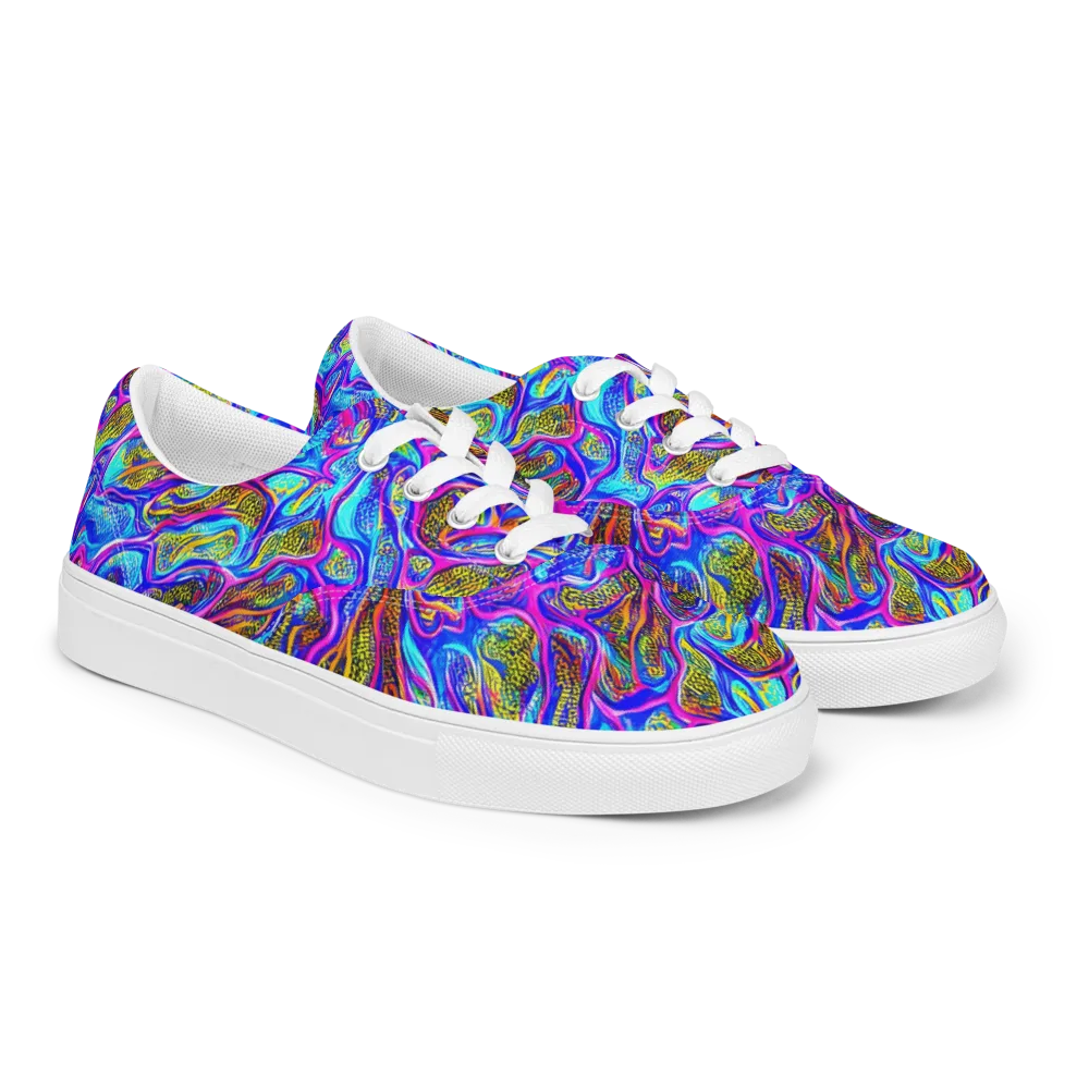 Fluorescent Jungle on Men's Lace-Up Canvas Shoes — Right Front