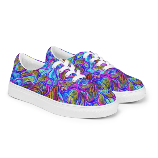 Fluorescent Jungle on a Men's Lace-Up Canvas Shoes
