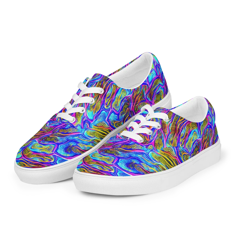 Fluorescent Jungle on Men's Lace-Up Canvas Shoes — Left Front