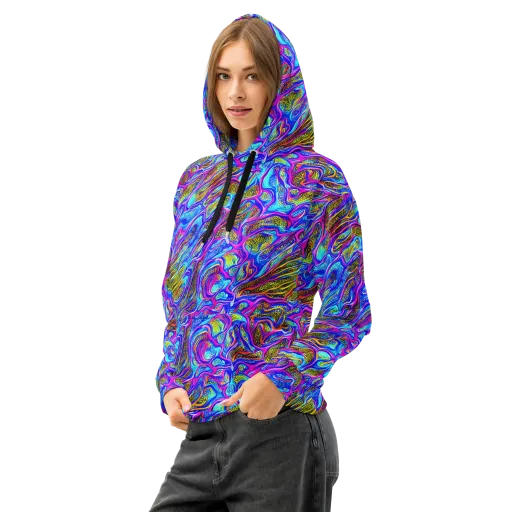 Fluorescent Jungle on a Cotton Hoodie