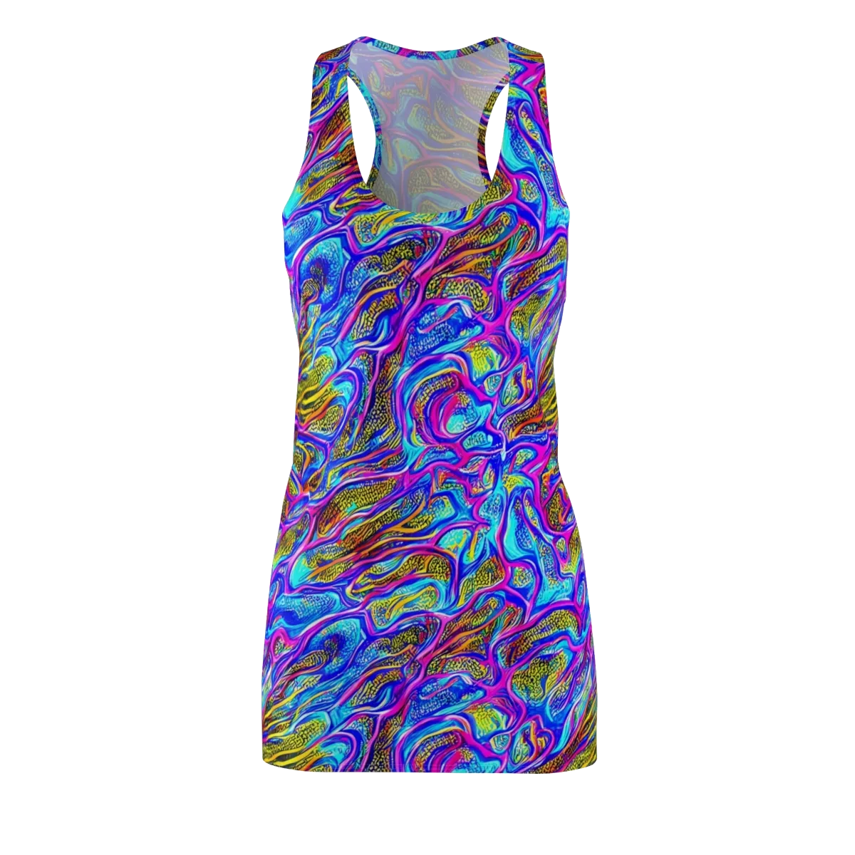 Fluorescent Jungle on Racerback Dress — Front