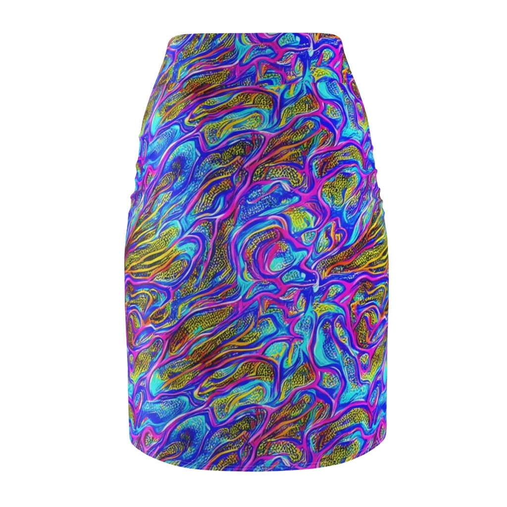 Fluorescent Jungle on Pencil Skirt — Back