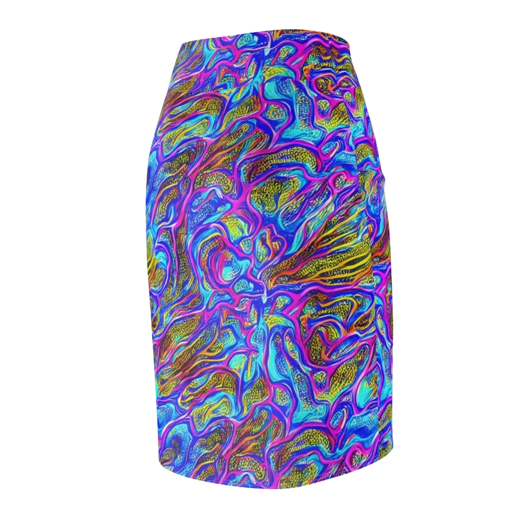 Fluorescent Jungle on Pencil Skirt — Back Side