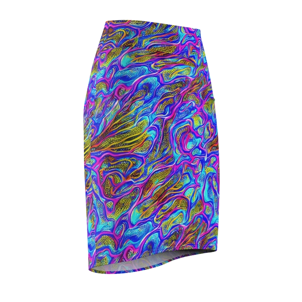 Fluorescent Jungle on Pencil Skirt — Front Side