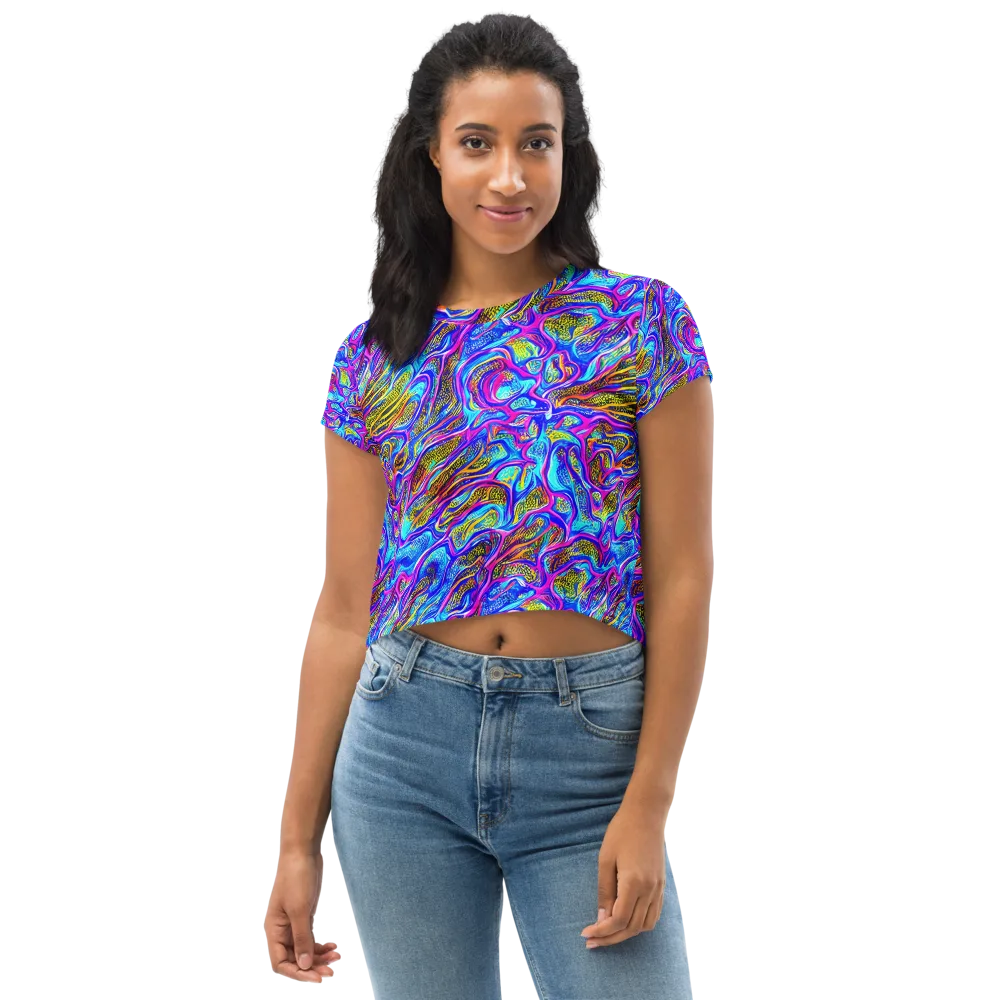Fluorescent Jungle on Crop Tee — Front