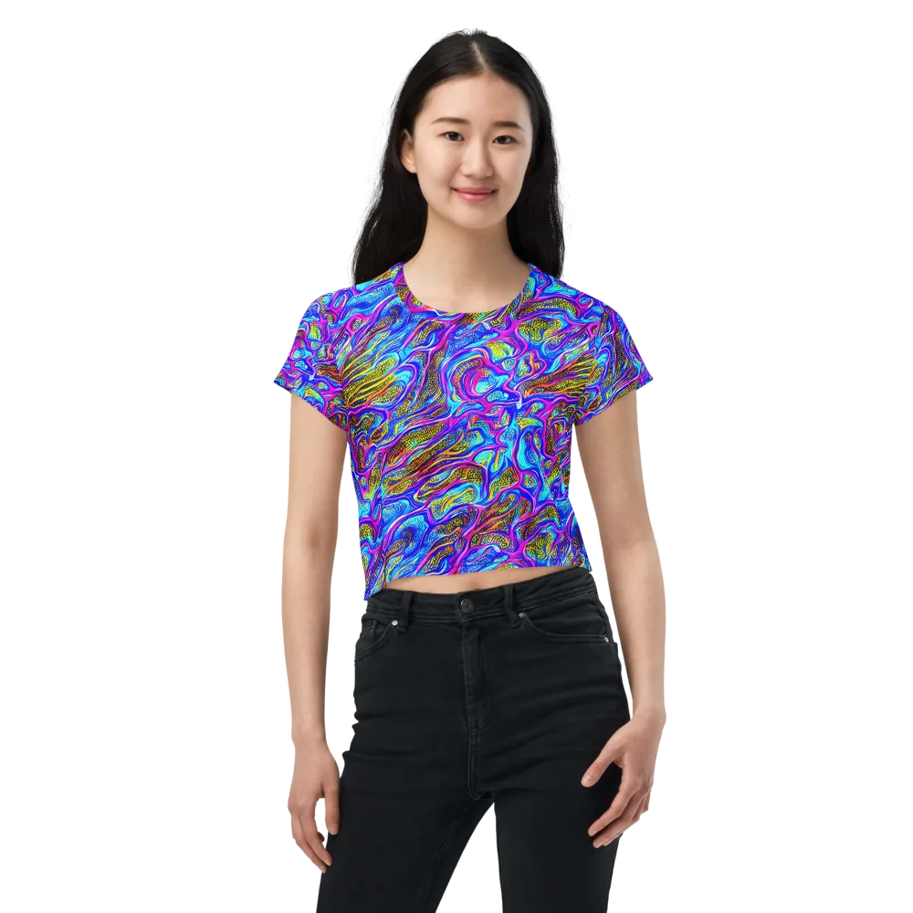Fluorescent Jungle on Crop Tee — Front