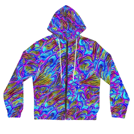 Fluorescent Jungle on a Women's Full-Zip Hoodie