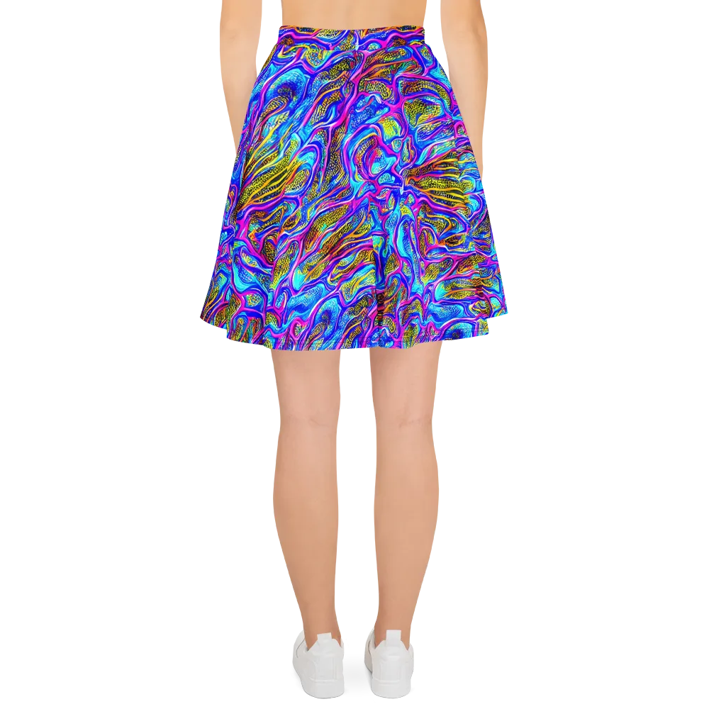 Fluorescent Jungle on Skater Skirt — Back