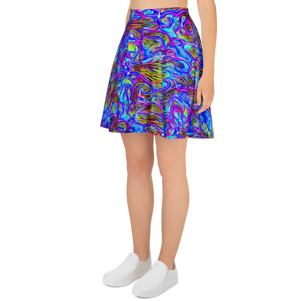 Fluorescent Jungle on Skater Skirt — Left