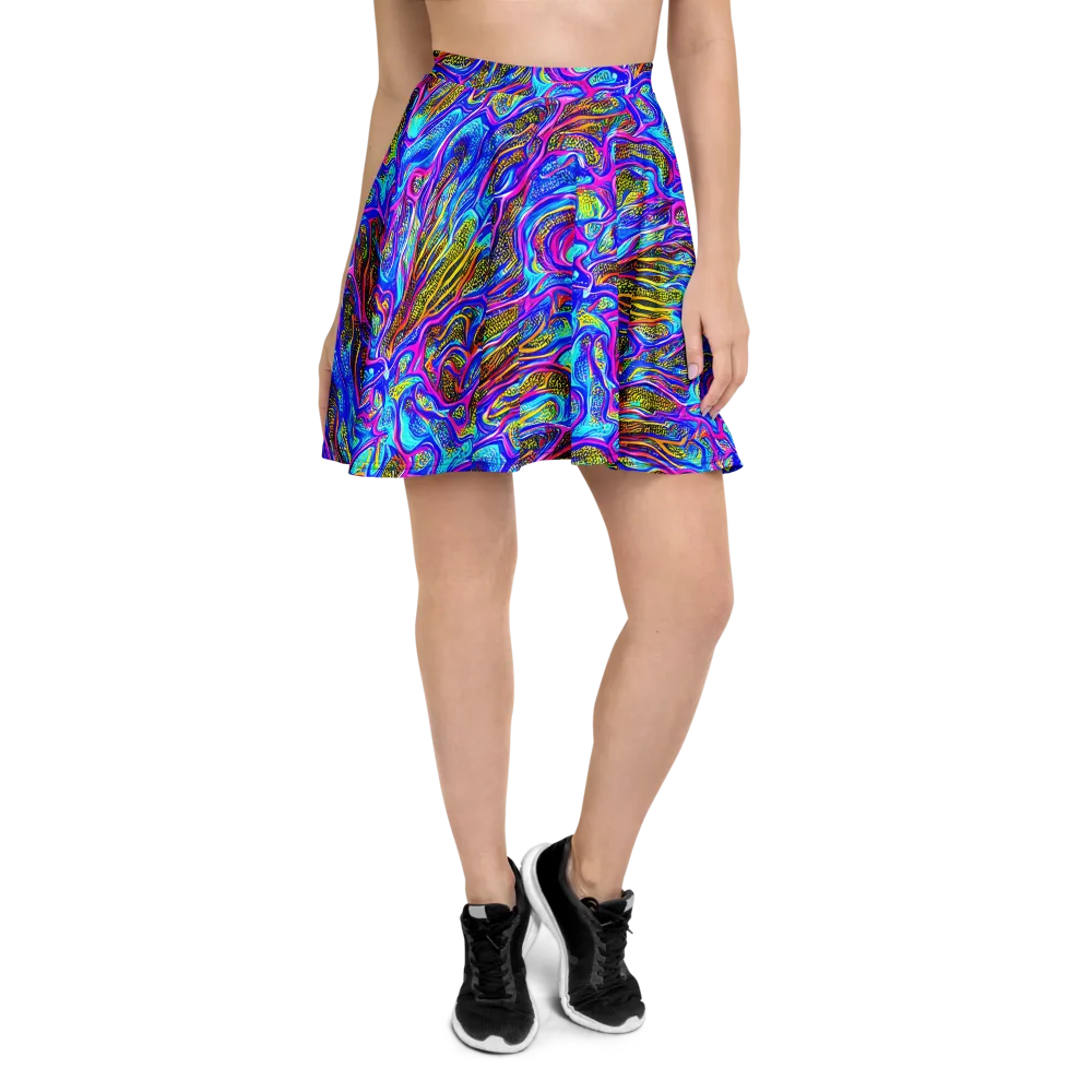 Fluorescent Jungle on Skater Skirt — Front