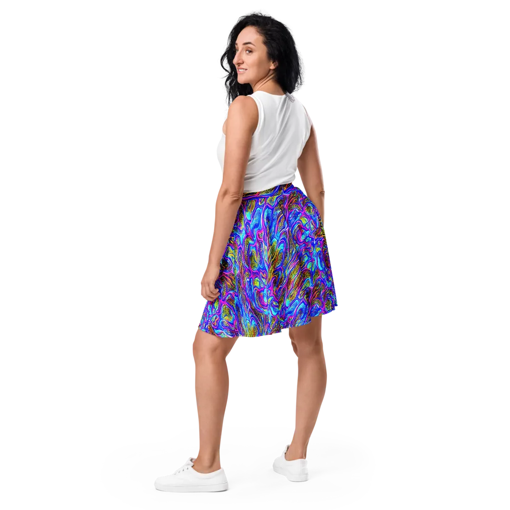 Fluorescent Jungle on Skater Skirt — Back