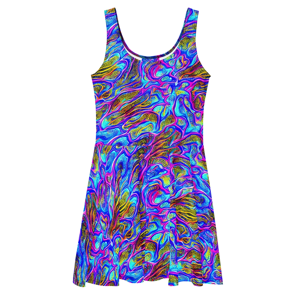 Fluorescent Jungle on Skater Dress — Front