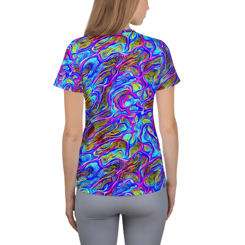 Fluorescent Jungle on Women's Athletic T-Shirt — Back