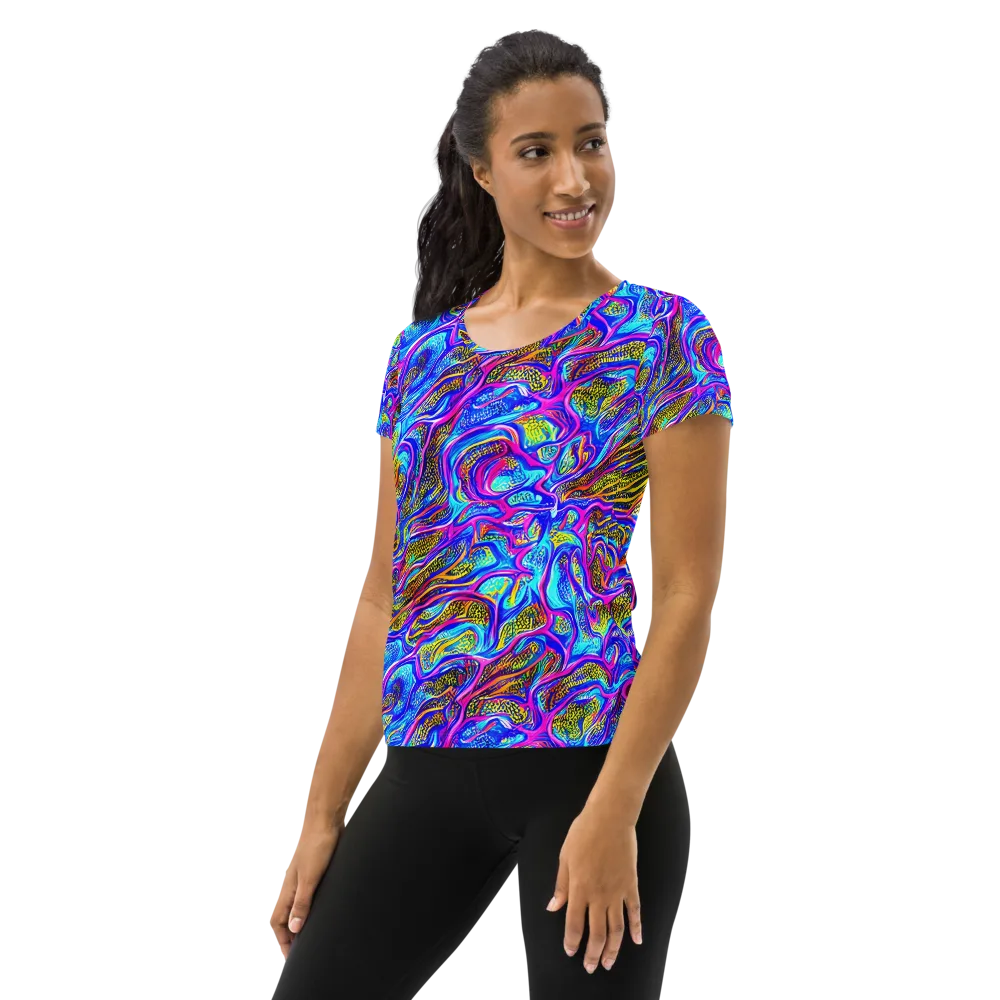 Fluorescent Jungle on Women's Athletic T-Shirt — Left