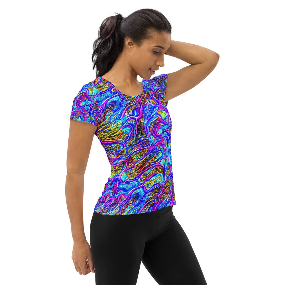 Fluorescent Jungle on Women's Athletic T-Shirt — Right