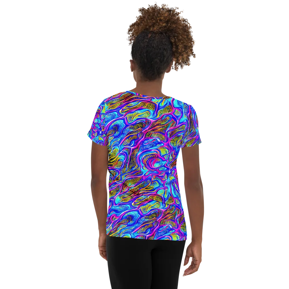 Fluorescent Jungle on Women's Athletic T-Shirt — Back