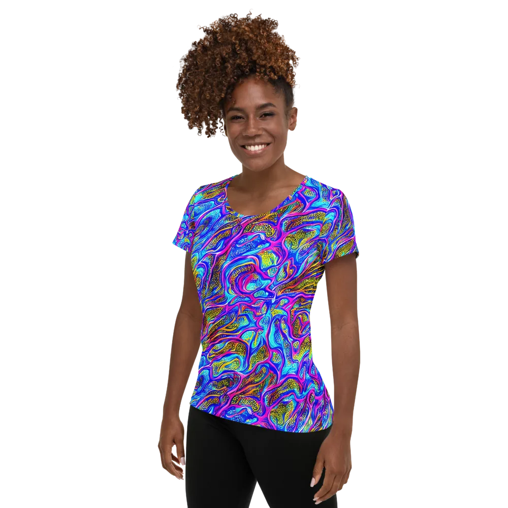 Fluorescent Jungle on Women's Athletic T-Shirt — Left