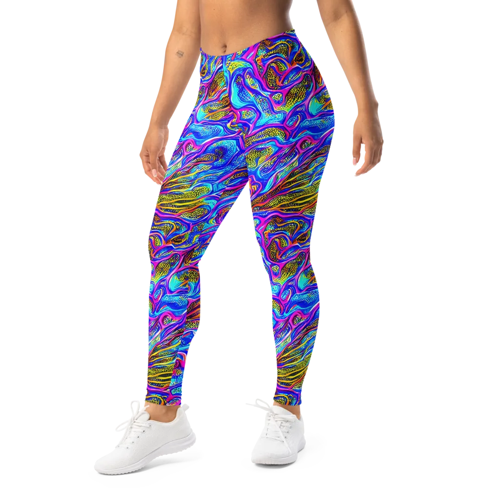 Fluorescent Jungle on Leggings — Left Front