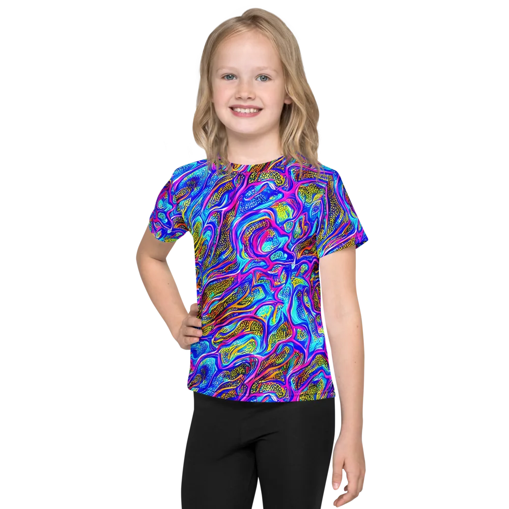 Fluorescent Jungle on Kids Crew Neck T-Shirt — Front