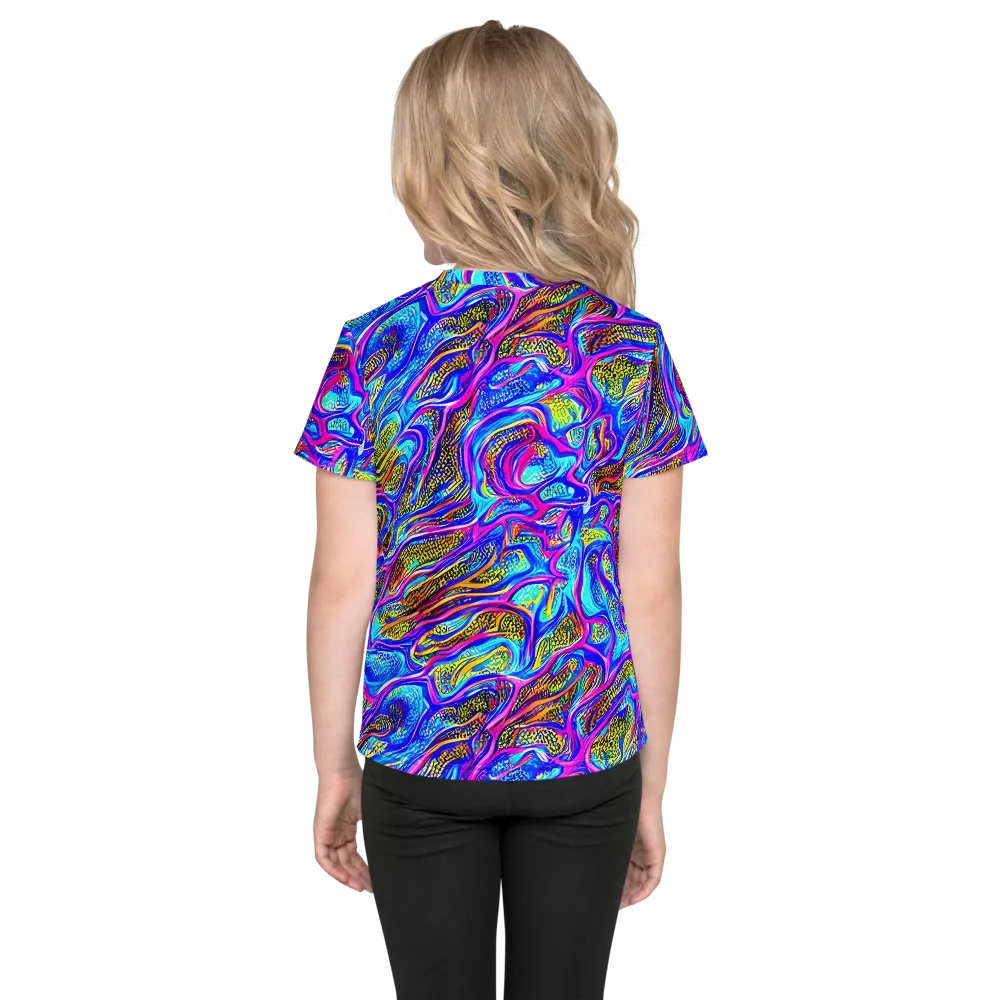 Fluorescent Jungle on Kids Crew Neck T-Shirt — Back