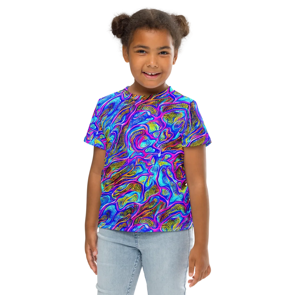 Fluorescent Jungle on Kids Crew Neck T-Shirt — Front