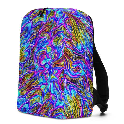 Fluorescent Jungle on a Minimalist Backpack