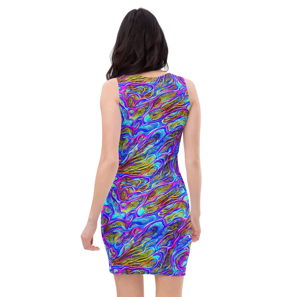 Fluorescent Jungle on Bodycon Dress — Back