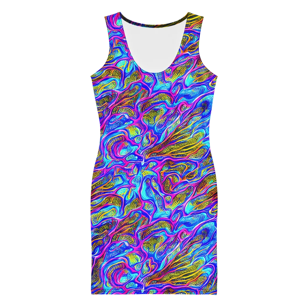Fluorescent Jungle on Bodycon Dress — Front