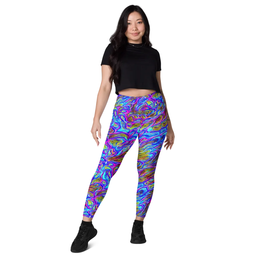 Fluorescent Jungle on Leggings with Pockets — Front