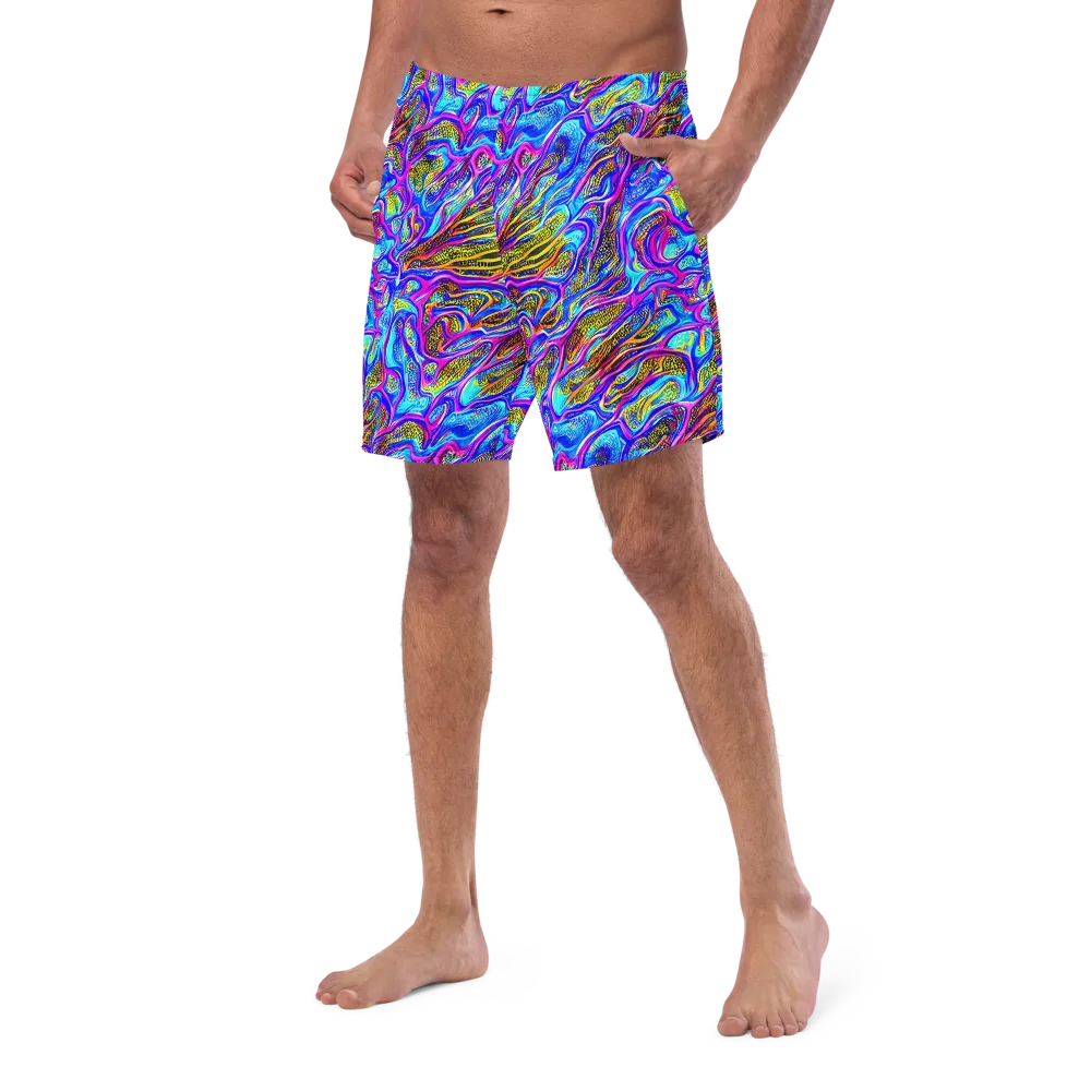 Fluorescent Jungle on Swim Trunks — Left Front
