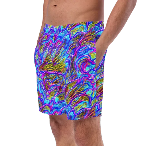Fluorescent Jungle on a Swim Trunks