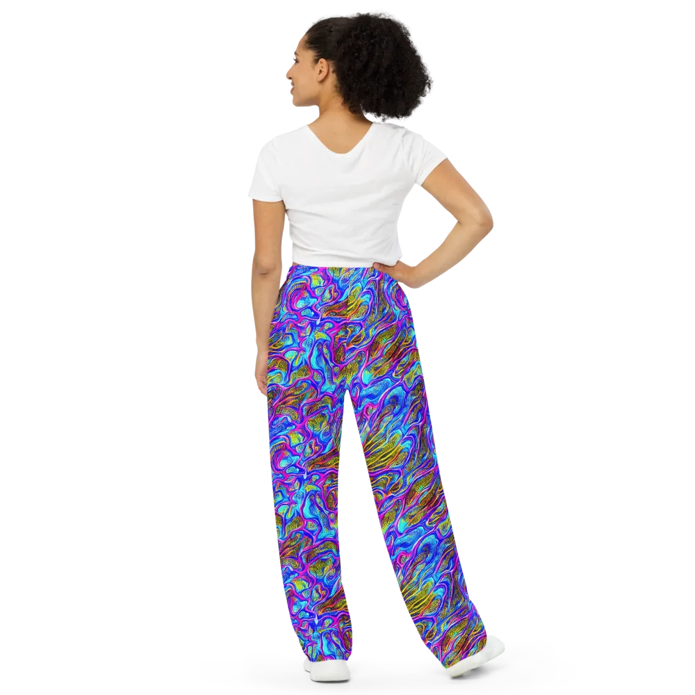 Fluorescent Jungle on Wide-Leg Pants — Back