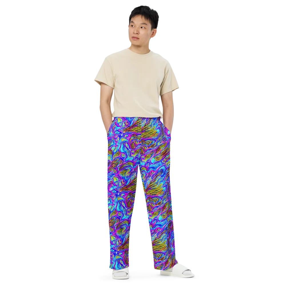 Fluorescent Jungle on Wide-Leg Pants — Front
