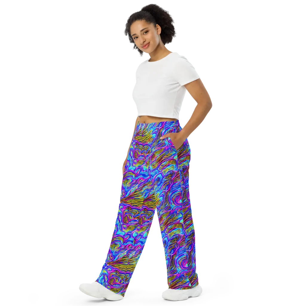Fluorescent Jungle on Wide-Leg Pants — Left Front