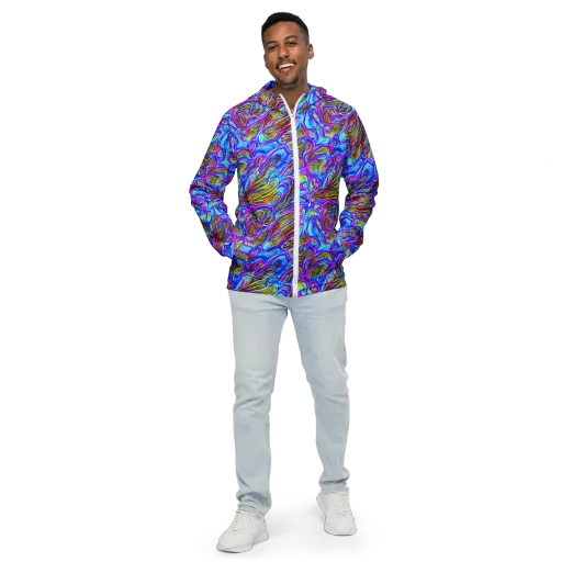 Fluorescent Jungle on a Men's Windbreaker