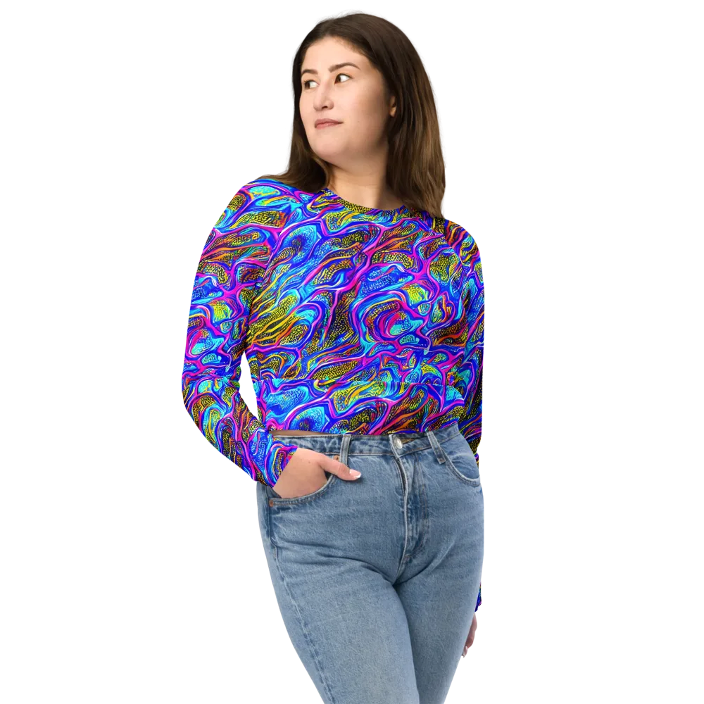 Fluorescent Jungle on Long Sleeve Crop Top — Front