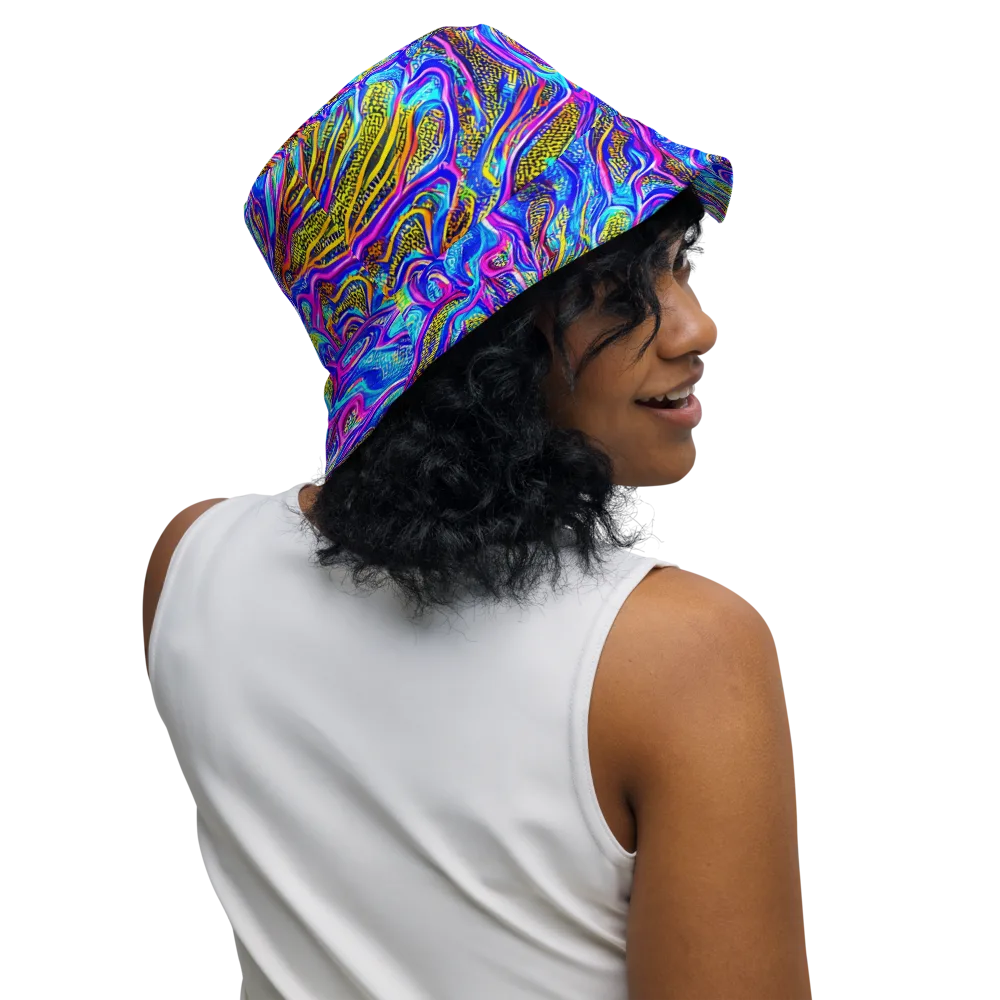 Fluorescent Jungle on Reversible Bucket Hat — Right Outside