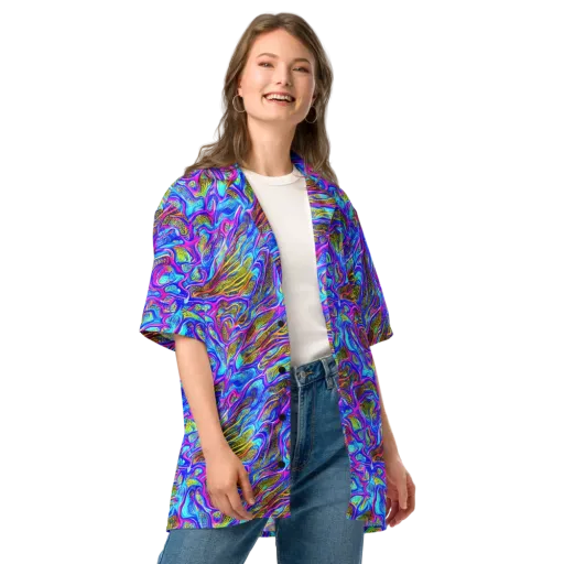 Fluorescent Jungle on a Button Shirt