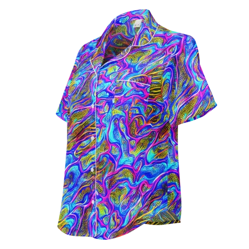 Fluorescent Jungle on a Women's Short Sleeve Pajama Top
