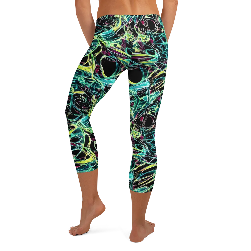 Vivid Circuitry on Capri Leggings — Back