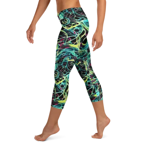 Vivid Circuitry on a Capri Leggings