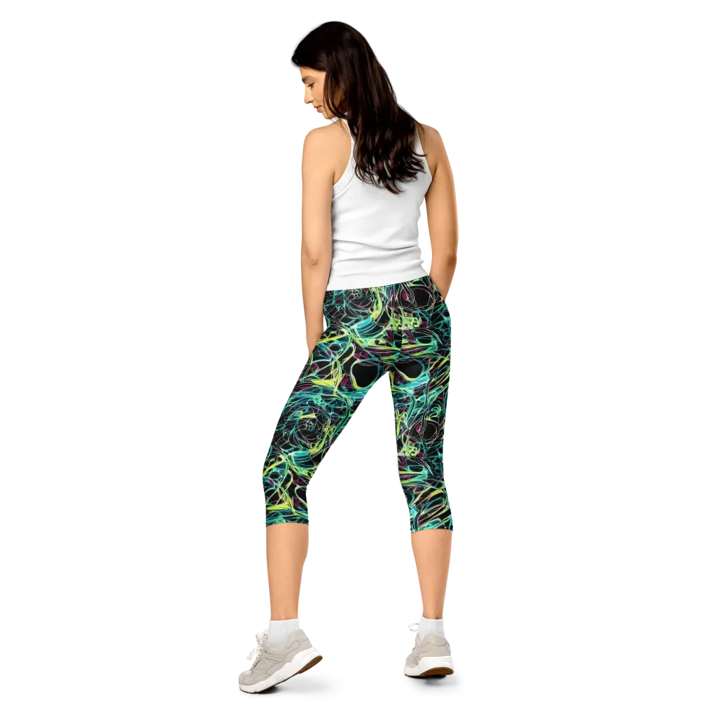 Vivid Circuitry on Capri Leggings — Back