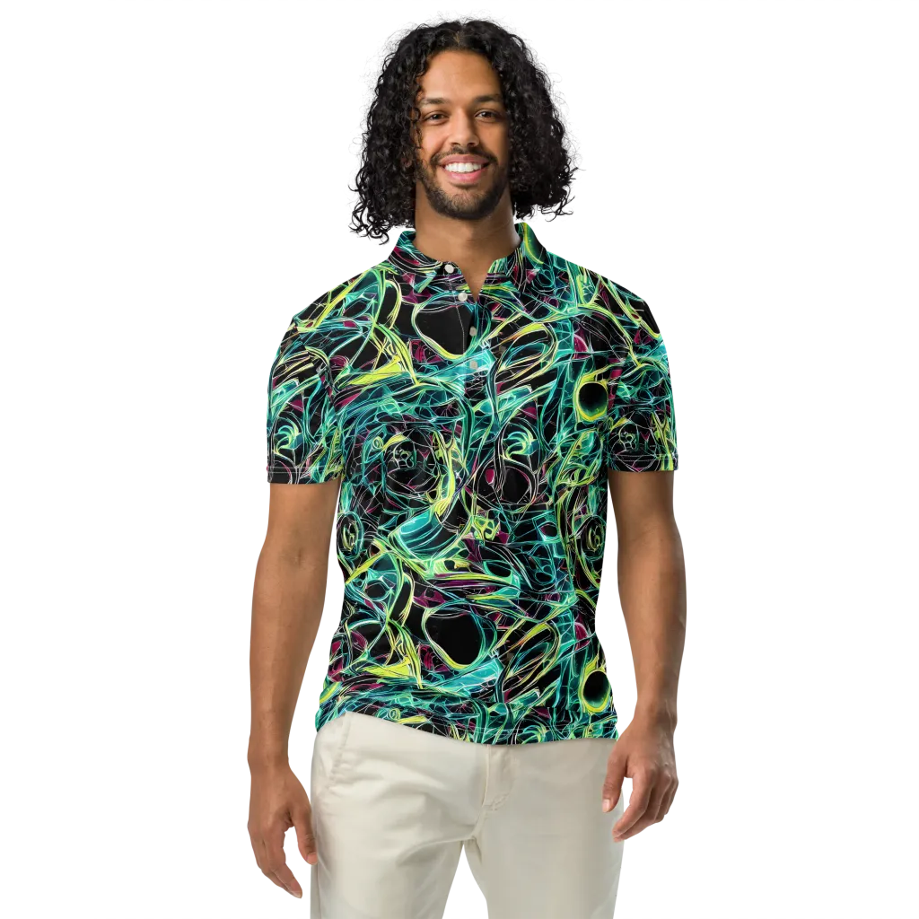 Vivid Circuitry on Men's Slim Fit Polo Shirt — Front