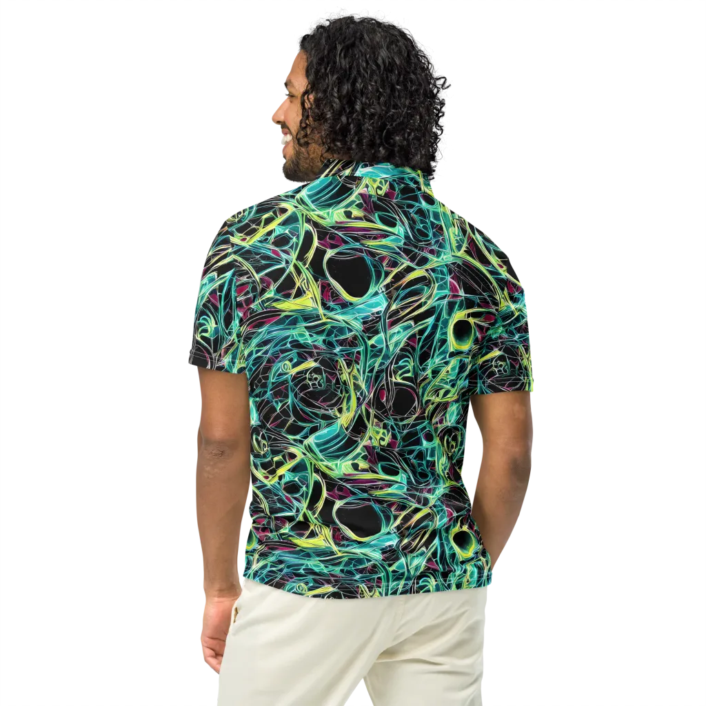 Vivid Circuitry on Men's Slim Fit Polo Shirt — Back
