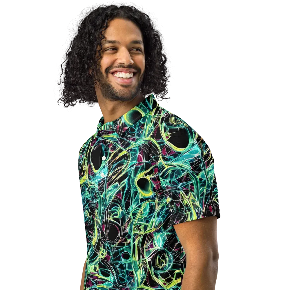 Vivid Circuitry on Men's Slim Fit Polo Shirt — Left Front