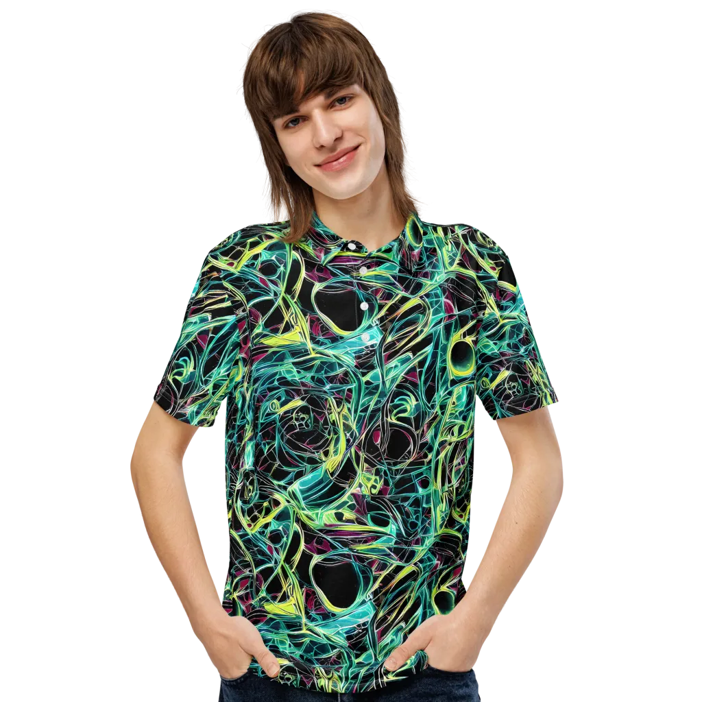 Vivid Circuitry on Men's Slim Fit Polo Shirt — Front