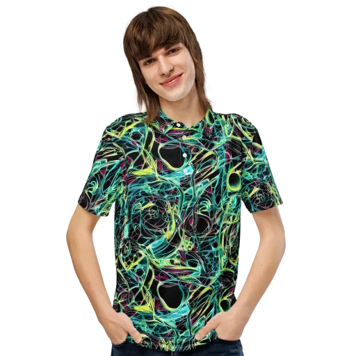 Vivid Circuitry on a Men's Slim Fit Polo Shirt