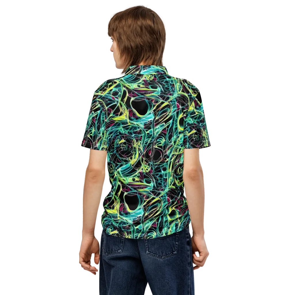 Vivid Circuitry on Men's Slim Fit Polo Shirt — Back